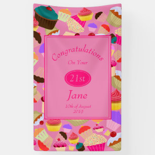 Banderoles Amusement, petit gâteau rose lumineux tout