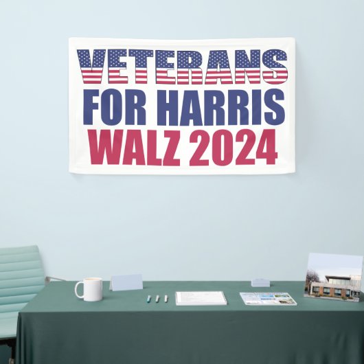 Banderoles Anciens combattants pour Harris Walz 2024 Election (Salon professionnel)