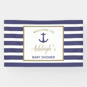 Banderoles Ancre nautique Marine Blue Stripes Baby shower gar