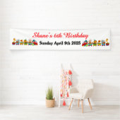 Banderoles Animal Circus Train Kids Birthday in Red (En situation)
