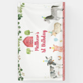 Banderoles Animal de ferme Barnyard Vert Anniversaire (Vertical)