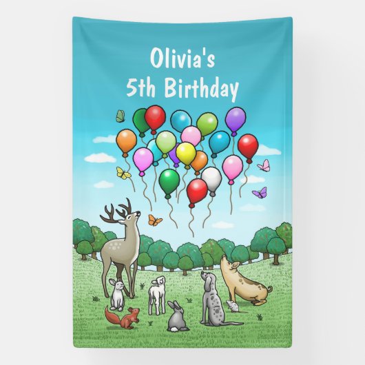 Banderoles Animaux avec Ballons (Verticale)