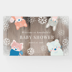 Banderoles Animaux de bois Baby shower de flocons de neige Bi