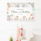 Banderoles Animaux de bois colorés mignons Contexte d'anniver (Insitu)