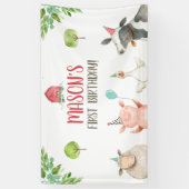 Banderoles Animaux de ferme Fille Anniversaire Barnyard Conte (Vertical)