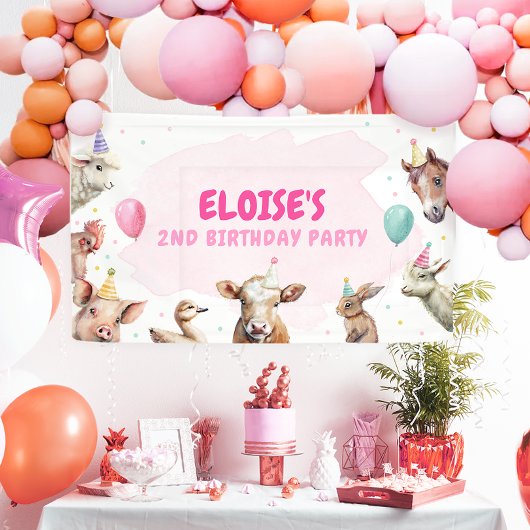 Banderoles Animaux de ferme Fille Anniversaire Barnyard Conte