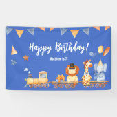 Banderoles Animaux de fête en train Kid Jungle Anniversaire b (Horizontal)