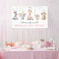 Animaux de fête safari fille signe de bienvenue