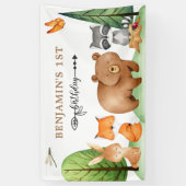Banderoles Animaux de forêt boisée Anniversaire (Vertical)