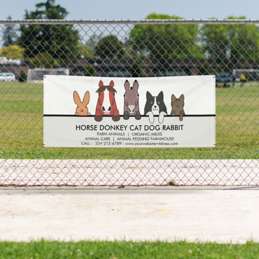 Banderoles Animaux de la ferme Cheval Âne Chat Chien Lapin (En situation)