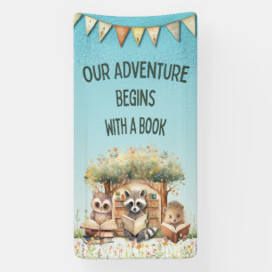 Banderoles Animaux de la forêt lisant des livres Bibliothèque