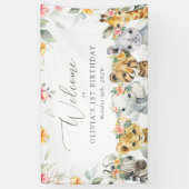 Banderoles Animaux de la Jungle, Fleurs, Accueil pour le prem (Vertical)