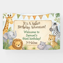 Animaux de safari aquarelle pour fête d'anniversai