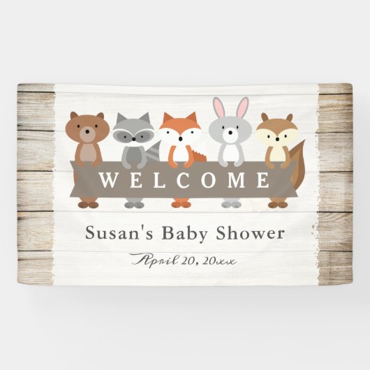 Banderoles Animaux forestiers avec bannière, Baby shower Bien (Horizontal)