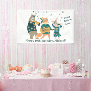 Banderoles Animaux mignons Plié Anniversaire