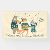 Banderoles Animaux mignons Plié Anniversaire (Horizontal)