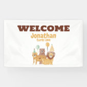 Banderoles Animaux sauvages mignons Anniversaire (Horizontal)