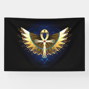 Banderoles Ankh or avec ailes