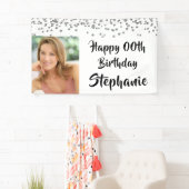 Banderoles Année Anniversaire Argent Confetti Brush Script (En situation)