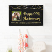 Banderoles Année Anniversaire Photo Black Gold String Lumière (En situation)