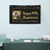 Banderoles Année Anniversaire Photo Black Gold String Lumière (Salon professionnel)