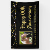 Banderoles Année Anniversaire Photo Black Gold String Lumière (Vertical)
