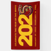 Banderoles Année rouge or du serpent 2025 (Vertical)