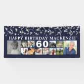 Banderoles Anniversaire 12 Photo Collage Blue Silver Confetti (Horizontal)