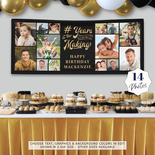 Banderoles Anniversaire 14 Collage de photos Années dans la f