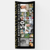 Banderoles Anniversaire 19 Photo Collage Black Gold Confetti (Vertical)