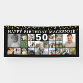 Banderoles Anniversaire 19 Photo Collage Black Gold Confetti (Horizontal)