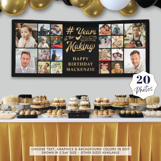 Banderoles Anniversaire 20 Collage de photos Années dans la f