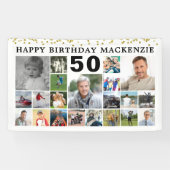 Banderoles Anniversaire 21 Photo Collage Gold Confetti Person (Horizontal)