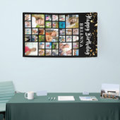 Banderoles Anniversaire 33 Photo Collage Black Gold Stars (Salon professionnel)