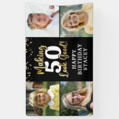 Banderoles Anniversaire 4 Photos rendant AGE Beau Or Noir (Vertical)