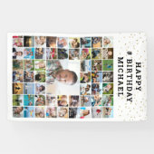 Banderoles Anniversaire 55 Photo Collage Gold Confetti (Horizontal)