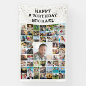 Banderoles Anniversaire 55 Photo Collage Gold Confetti (Verticale)
