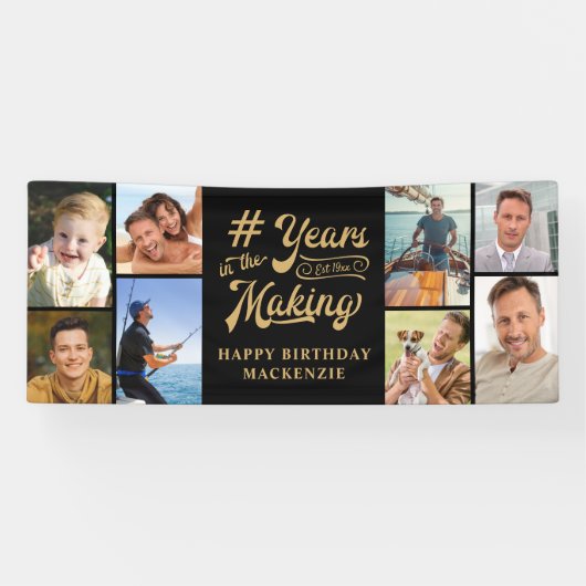 Banderoles Anniversaire 8 Collage de photos Années en prépara (Horizontal)
