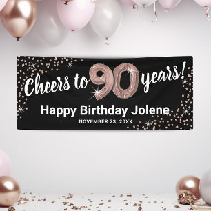 Banderoles Anniversaire 90 ans Rose Gold Pailleté