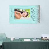 Banderoles Anniversaire Aqua Blue Turquoise Parties scintilla (Salon professionnel)