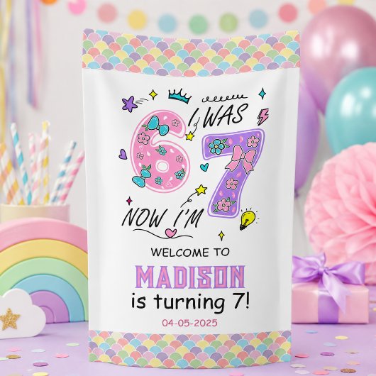 Banderoles Anniversaire arc-en-ciel 7 ans | J'avais 6 ans, ma