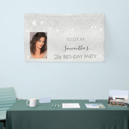 Banderoles Anniversaire argent personnalisé photo parties sci (Salon professionnel)