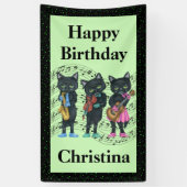 Banderoles Anniversaire Black Cat Musiciens Instruments Musiq (Vertical)