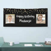 Banderoles Anniversaire Black Gold Confetti 2 Script photo (Salon professionnel)