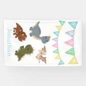 Banderoles Anniversaire Bleu Boho Dino (Horizontal)