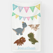 Banderoles Anniversaire Bleu Boho Dino (Vertical)