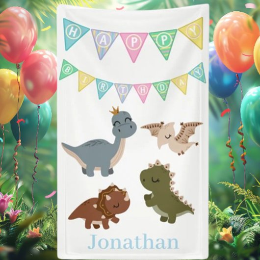 Banderoles Anniversaire Bleu Boho Dino