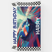 BANDEROLES ANNIVERSAIRE BLUE RACING VOITURE BANNER (Vertical)