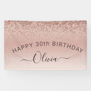 Banderoles Anniversaire Blush Rose Rose Parties scintillant O