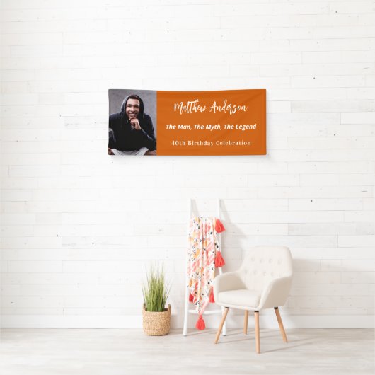 Banderoles Anniversaire brûlé orange photo homme mythe légend (En situation)